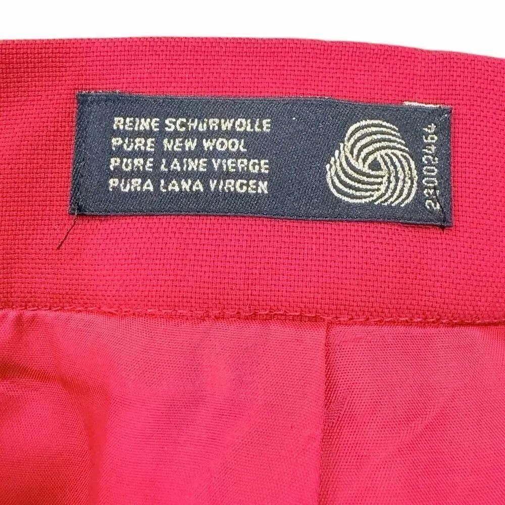 VTG Escada 100% New Wool Red Trumpet Panel Skirt Godet Flare Academia Careerwear - Picture 5 of 14